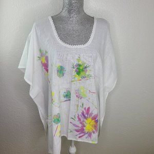 Vintage M Rios Handmade Floral Handkerchief Blouse